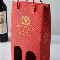Caja de Regalo Corrugada Personalizada para Vino Tinto y Whisky, Bolsa de Transporte de Alta Gama con Ventanas para Vino/Whisky, Impresión a Cuatro Colores
