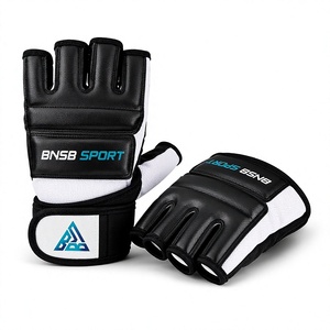 Guantes de Entrenamiento sin Dedos de Piel Sintética PU Transpirable en Blanco y Negro, Nudillos Acolchados, Soporte de Muñeca Ajustable, Unisex, para Boxeo - Product Image 1