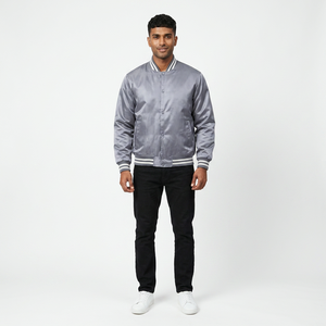 Nouvelle Veste de Baseball Homme Tendance 2026 100% Coton avec Logo Brodé Personnalisé Position Avant Coupe Droite Décontractée Hiver - Product Image 1