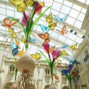 Hoge Kwaliteit Luxe Winkelcentrum Gigantische Kunstmatige Opknoping Grote <span class=keywords><strong>Led</strong></span> Vliegende Vlinder Decoratie Bruiloft Evenement Etalage - Product Image 4