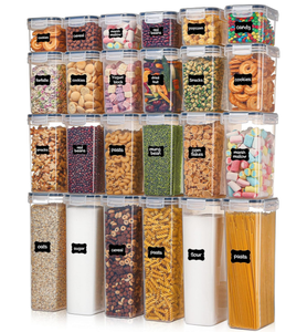 Ensemble <span class=keywords><strong>de</strong></span> 24 boîtes <span class=keywords><strong>de</strong></span> rangement empilables en plastique sans BPA, hermétiques, pour céréales, aliments secs, 42 pièces - Product Image 1