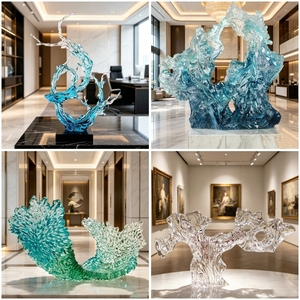 CP040 Moderna Scultura Astratta Antigraffio a Forma di Monumento, in Resina, con <span class=keywords><strong>Ali</strong></span> Verticali a Strisce Intrecciate, Ornamento da Tavolo per Villa - Product Image 4