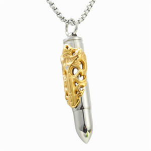yunnique Stainless Steel Spike Pendant With Gold Dragon Design Men's Necklace 233052 - Product Image 1