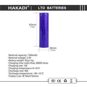 Batterie LTO Selian Energy 18650 2.4V 1500mAh Rechargeable Grade A Cell pour Basse Température pour Stockage d'Énergie Électrique DIY - Product Image 2