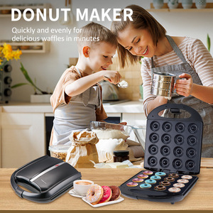 Mini Waflera de Acero Inoxidable con Capacidad para 16 <span class=keywords><strong>Donuts</strong></span>, 1000W, Placas Antiadherentes para Uso Doméstico y Aperitivos para Fiestas - Product Image 2