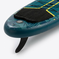 Planche de SUP gonflable vert foncé avec bordure jaune, kit complet portable avec sac à dos OEM