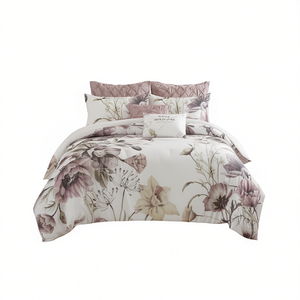 ชุดเครื่องนอนลายดอกไม้ 8 ชิ้น ผ้าฝ้ายผสมโพลีเอสเตอร์ ทอป้องกันไรฝุ่น สไตล์คลาสสิก - Product Image 1