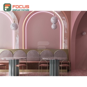 Comptoir de service autoportant pour café avec étagère vitrée, zone pour couvercles de tasses et condiments, comptoir commercial pour café - Product Image 1