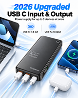 Batterie externe portable HYTO 10000mAh, charge rapide 22.5W, chargeur de batterie externe, entrée/sortie USB C, écran LED pour téléphones mobiles