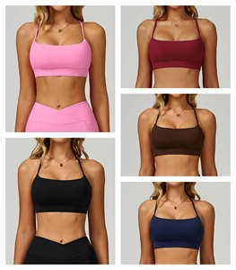 Soutien-gorge de sport pour femme effet seconde peau à dos croisé, rembourré, pour le yoga, vente en gros - Product Image 3