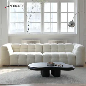 Bequeme Wohnzimmer Freizeit Sofas mit weichen breiten Kurven Arabische Couch Neues Modell Möbel Set Weiß Boucle gebogenes Sofa