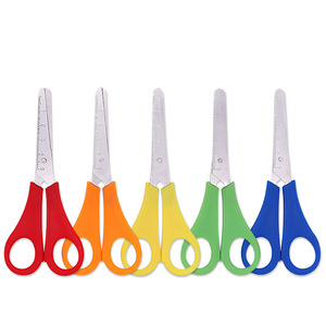 Tijeras de oficina para niños de acero inoxidable, hoja recta de 130mm, seguridad para suministros de papelería escolar - Product Image 5