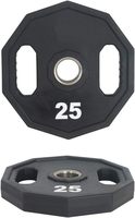 Plaque de poids noire tendance en gros, en caoutchouc et fonte, avec bordure durable, pour entraînement fitness et équipement de gym, haute qualité