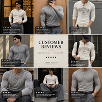 T-shirt Henley classique de haute qualité à trois boutons pour homme, manches longues, haut uni, style Old Money, coupe ajustée et élégante