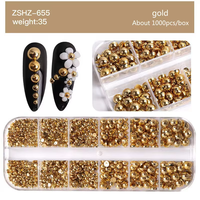 7 grilles demi-rond perle Nail Art strass fond plat en forme de perceuse presse sur les ongles