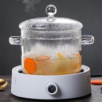 Olla de Cocina de Vidrio Grueso Resistente al Calor, Apta para Lavavajillas, de Gran Capacidad, Moderna y Económica, con Doble Asa y Tapa