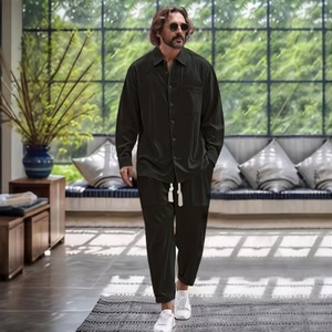Ensemble en coton personnalisé pour <span class=keywords><strong>homme</strong></span> - <span class=keywords><strong>Chemise</strong></span> à manches longues <span class=keywords><strong>et</strong></span> <span class=keywords><strong>pantalon</strong></span> décontractés en deux pièces pour le quotidien masculin - Product Image 1