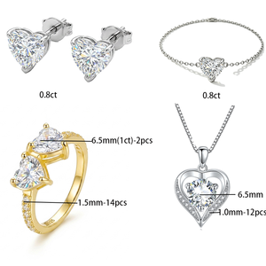Romantico Set di Gioielli in Argento S925 con Moissanite a Forma di Cuore, Regalo Promessa Sentimentale per Coppie, Gioielli per Anniversario - Product Image 6