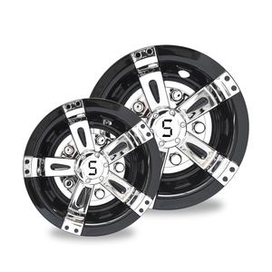 Tapas Centrales para Ruedas de Carrito de Golf de 8 Pulgadas, 4 Piezas, Cromadas y Negras - Product Image 1