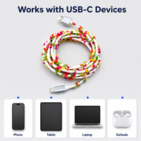 Câble USB-C USB-A 2A Charge Rapide 60W PD USB2.0 pour Ordinateur, Batterie Externe, Appareils iOS, Connecteurs Tressés en Coton, Synchronisation de Données 80 Mbps