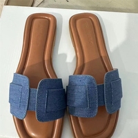 Sandales plates en jean tendance sport automne-été, polyvalentes, légères, antidérapantes, avec semelles intérieures en caoutchouc PU, pour l'extérieur, commerce international