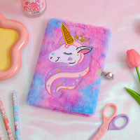 Journal de licorne arc-en-ciel personnalisé journal de filles en peluche avec serrure cahier Journal broderie Fluzzy voyage école journal secret FSC