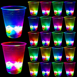 Vasos Luminosos para Fiestas, Vasos LED con Luz Negra Multicolor para Fiestas en Casa, Cumpleaños, Conciertos, Bodas, Barbacoas, Vacaciones en la Playa - Product Image 1