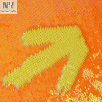 Nanyeee-tissu à paillettes, deux couleurs, Orange néon, pour veste, vente au mètre