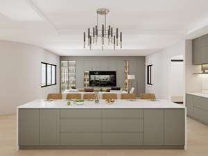 Gabinetes de Cocina de Diseño Libre 2025, Gabinetes con Acabado PET, Gabinete de Cocina de Madera con Puerta Abatible para Proyecto de Villa - Product Image 5