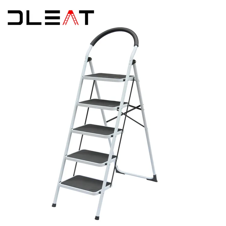 Compact 5 Steps White Color Lightweight Folding fire escape ladder Steel Stair Ladder for Home