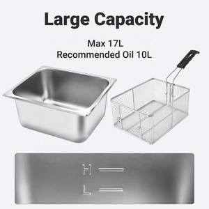 <span class=keywords><strong>Friteuse</strong></span> électrique commerciale 17L pour frites, poulet, restauration rapide, cuisine de restaurant avec tête de commande relevable et vannes de vidange d'huile - Product Image 3