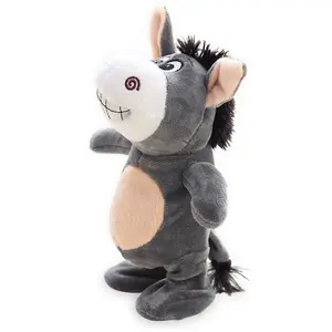 QY个性化学说话的驴搞笑驴能走电动毛绒玩具唱歌小驴娃娃娃娃