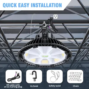 High Lumen Dimmable IP65 200W Industrial Lamp Warehouse Workshop LED Lighting 200Watt UFO High Bay Light Fixture