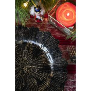 Ensemble de 8 assiettes rondes en plastique, style réflecteur noir pour fêtes d'anniversaire, décorations de table de fête fabriquées à la machine - Product Image 6