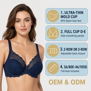 <span class=keywords><strong>Sujetador</strong></span> de Cobertura Total para Mujer, Talla Grande, Copa Grande, <span class=keywords><strong>Push</strong></span>-<span class=keywords><strong>Up</strong></span>, Ultrafino, Moldeado, Transpirable, 46E, Venta al Por Mayor - Product Image 1