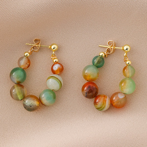 <span class=keywords><strong>Boucles</strong></span> <span class=keywords><strong>d</strong></span>'<span class=keywords><strong>oreilles</strong></span> en cuivre style vintage avec perles de pierres naturelles colorées, nouvelle collection 2023, style chinois, luxe léger, minimaliste, haut de gamme, élégantes, à clous - Product Image 4