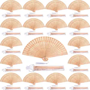 Wedding Favor Gift Personalized Sandalwood Cutout Fans Wood Color Hand Folding Fans +Customized Printing/Engraved