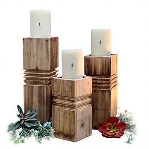 Wooden Candle <b>Holder</b> for Home and Office Decor, Handmade Rustic <b>Tealight</b> Candle Stand, Natural Wood Centerpiece for Dining Table - Product Image 1