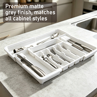 Organisateur de couverts extensible grand format avec 2 blocs à couteaux amovibles, plateau à couverts pour tiroir de cuisine