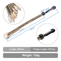 BANSEY Fouet en cuir PU tressé 630 mm avec poignée à boucle à franges multibrins, noyau ergonomique pour une manipulation sécurisée, préliminaires passionnés