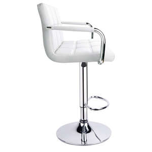 Juego de 2 <span class=keywords><strong>Taburetes</strong></span> de Bar de Cuero Blanco, Modernos, Ajustables, de Cuero Blanco Completo <span class=keywords><strong>para</strong></span> <span class=keywords><strong>Cocina</strong></span>, con Reposabrazos y Respaldo - Product Image 2