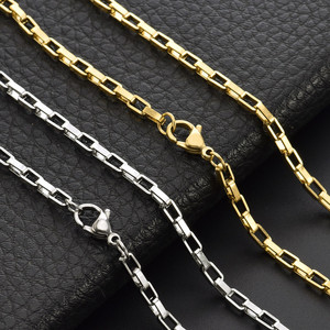 Wholesale Women Gold Filled Square Box Chain Stainless Steel Rectangle Link Choker Necklace - Product Image 5