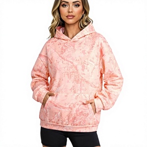 Sweat à capuche oversize pour femme, imprimé tie-dye rose, manches régulières, style streetwear décontracté, polyester/coton, hiver - Product Image 1
