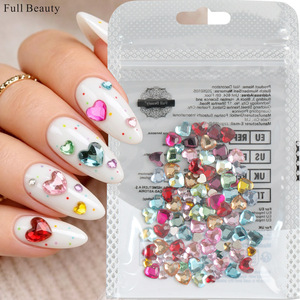 Mini diamantes de imitación coloridos con forma de corazón para decoración de uñas, adornos de gemas para uñas con forma de corazón, para manicura DIY, venta al por mayor - Product Image 1