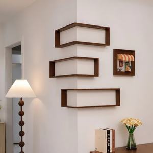 Étagère d'angle <span class=keywords><strong>murale</strong></span> en bois massif pour figurines, présentoir multi-niveaux pour la maison - Product Image 1