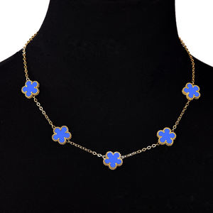 Collar de Acero Inoxidable Chapado en Oro de 18K con Diseño de Trébol de Cinco Hojas, Collar de Oro de la Suerte con 5 Hojas, Joyería para Mujer - Product Image 6