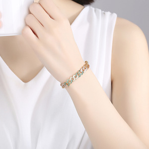 Bestseller Women's Tennis <b>Bracelet</b> Rainbow Stone <b>Crystal</b> with Gold-Plated Colorful Zirconia Adjustable Chain Fashion Jewelry - Product Image 3