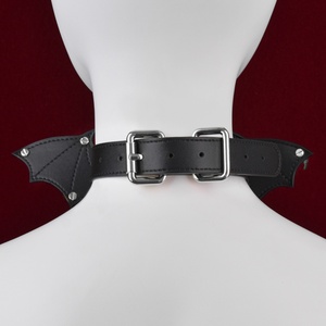 Gothic BDSM Leather Collar Adjustable PU <b>Choker</b> with Optional Metal Leash Chain Sexy Bondage Neck Restraint - Product Image 5