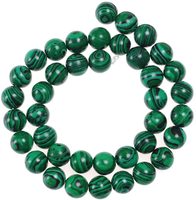 Perles Rondes de Malachite en Gros pour Fabrication de Bijoux Collier Perlé DIY en Pierres Précieuses 15,5 Pouces Gros 3/4/6/8/10/12/14 MM Polies