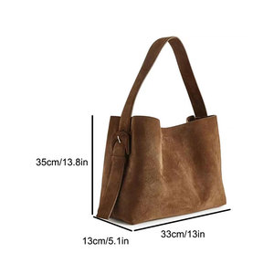 Borsa a Spalla da Donna Trendy 2025 in Finta Pelle Scamosciata Marrone, Stile Moda Personalizzato del Produttore per Autunno Inverno - Product Image 2